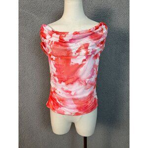 Prettygarden Women's Floral Watercolor Print Cowl Neck Sleeveless Multi Lg NWT's